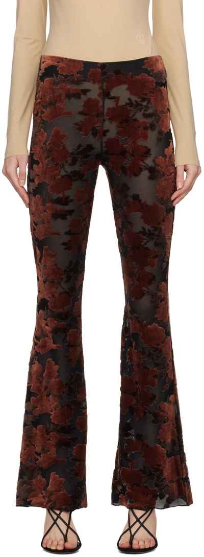 Shop Holzweiler Brown & Black Gilly Devore Trousers In 1111 Brown Mix