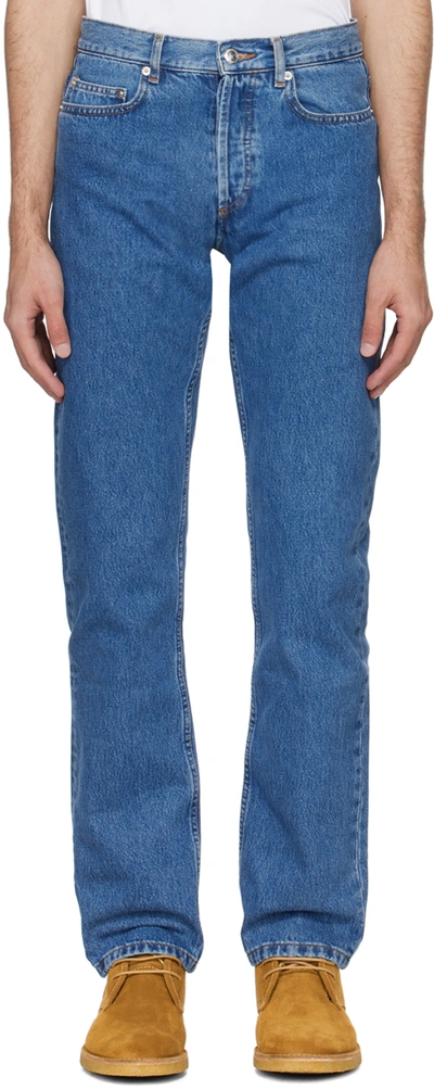 Shop Apc Indigo New Standard Jeans In Ial Washed Indigo