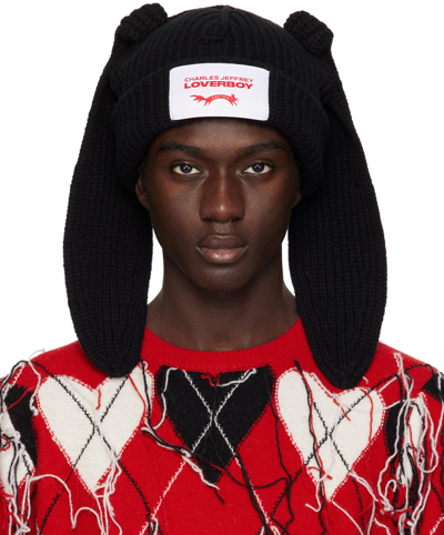 Charles Jeffrey Loverboy Chunky Rabbit Beanie In Black