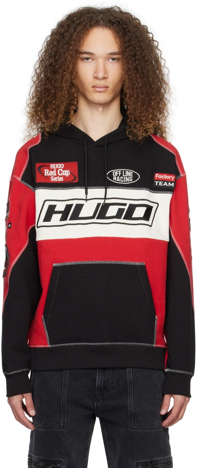 Shop Hugo Black & Red Racing Hoodie In Open Pink 693