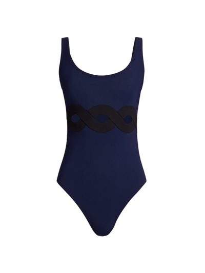 Shop Karla Colletto Swim Women's Octavia Swirling Cut-out One-piece Swimsuit In Navy Black