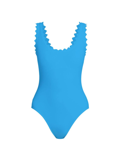 Shop Karla Colletto Swim Women's Ines Scallop-neck One-piece Swimsuit In Turqoise
