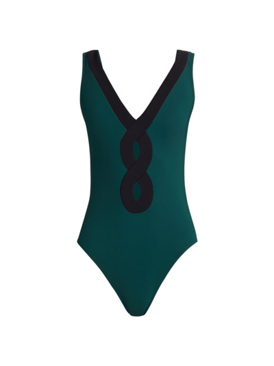 Shop Karla Colletto Swim Women's Octavia Underwire One-piece Swimsuit In Spruce Black