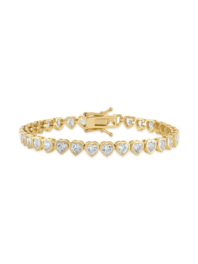 Shop Alexa Leigh Women's Nora 14k-gold-filled & Cubic Zirconia Heart Tennis Bracelet In Yellow Gold