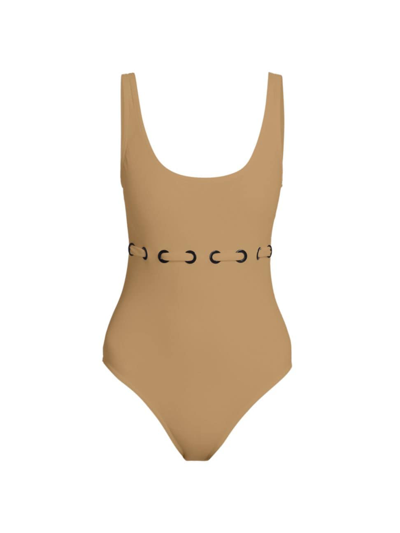 Shop Karla Colletto Swim Women's Lucy One-piece Swimsuit In Khaki