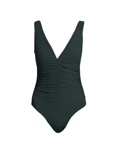 Shop Karla Colletto Swim Women's One-piece Ruched-center Swimsuit In Spruce