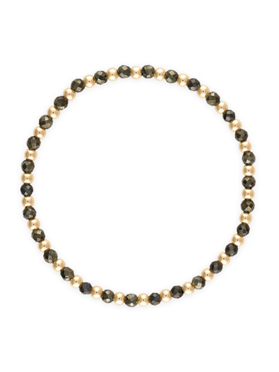 Shop Alexa Leigh Women's Phoebe 14k-gold-filled & Pyrite Beaded Stretch Bracelet In Yellow Gold