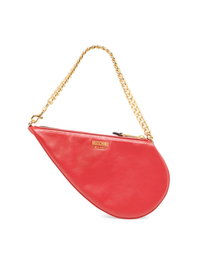 Shop Moschino Women's Leather Heart Bag In Red