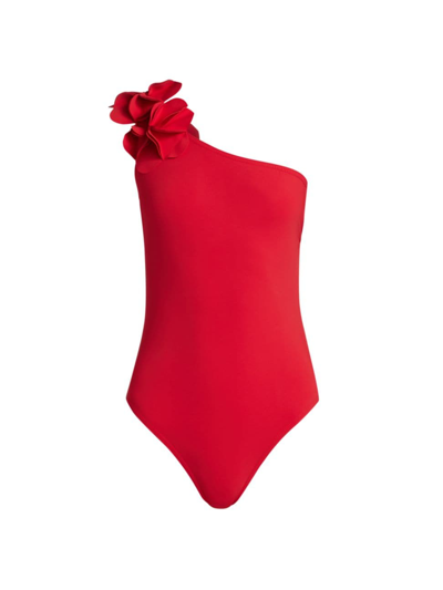 Shop Karla Colletto Swim Women's Tess One-shoulder One-piece Swimsuit In Cherry