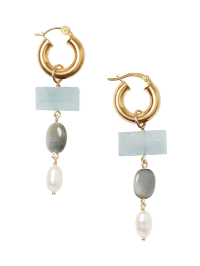 Shop Chan Luu Women's 18k-gold-plated & Multi-gemstone Drop Earrings In Aquamarine Mix