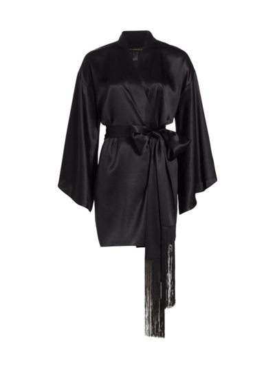 Shop Kiki De Montparnasse Women's Silk Belted Robe In Black