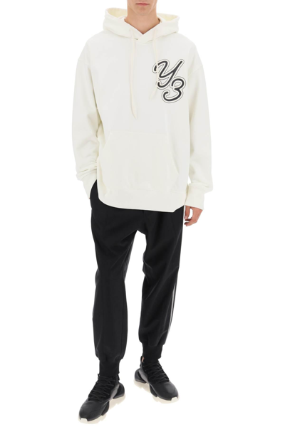 Shop Y-3 Hoodie With Logo Print In White