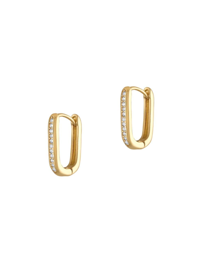 Shop Alexa Leigh Women's Mora 14k-gold-filled & Cubic Zirconia Oval Huggie Hoop Earrings In Yellow Gold