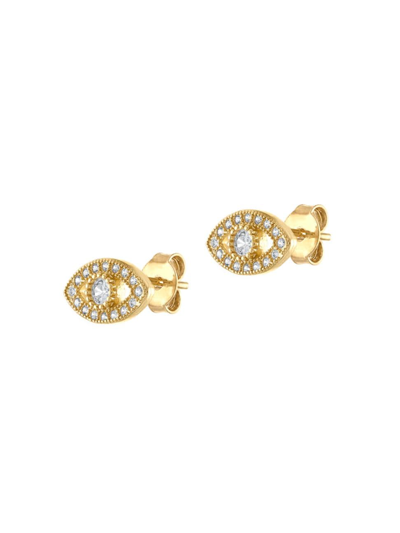 Shop Alexa Leigh Women's Protection 14k-gold-filled & Cubic Zirconia Evil Eye Stud Earrings In Yellow Gold