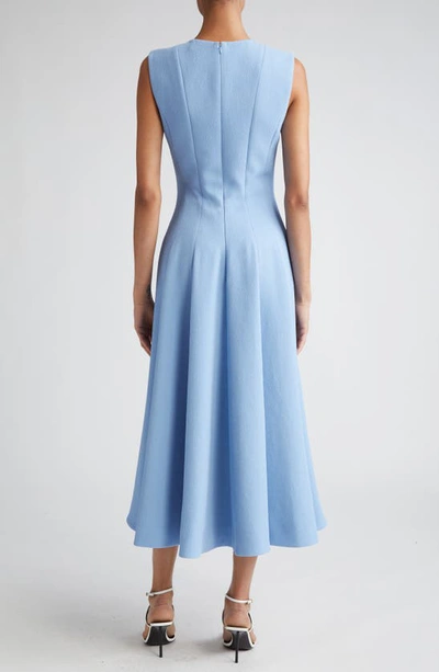 Shop Emilia Wickstead Marlen Pleated Double Crepe A-line Dress In Celeste Blue