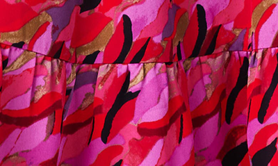 Shop Nic + Zoe Petal Splash Long Sleeve Satin Chiffon Maxi Dress In Pink Multi