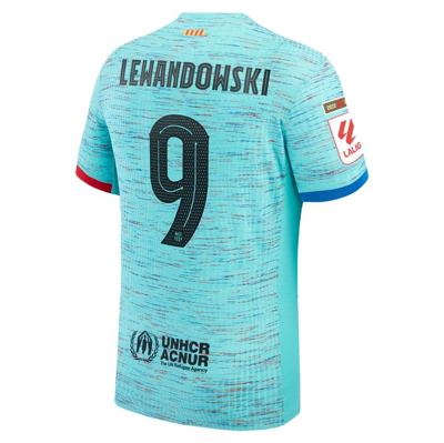 Shop Nike Robert Lewandowski Aqua Barcelona 2023/24 Third Authentic Jersey