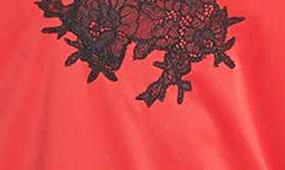 Shop Natori Enchant Lace Trim Satin Chemise In Regent Red/ Black Lace