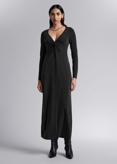 Shop Other Stories Twist-detailed Midi Dress In Black
