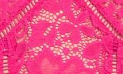 Shop Nsr Crochet Stretch Lace Midi Dress In Bright Pink