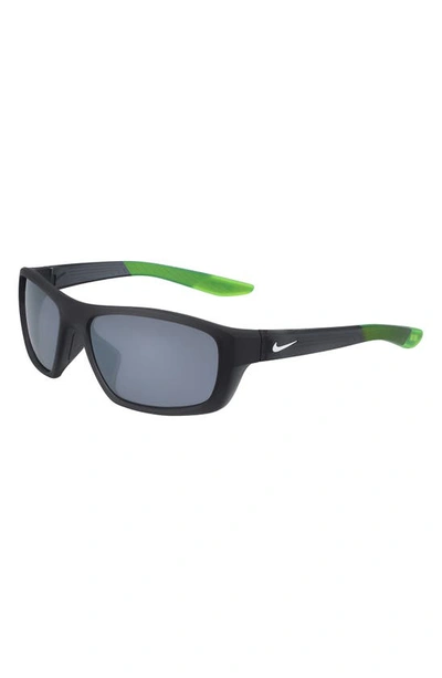 Shop Nike 59mm Brazen Boost Rectangle Sunglasses In Matte Dark Grey White Silver