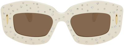 Shop Loewe Off-white Starry Night Smooth Pavé Screen Sunglasses In Ivory/brown