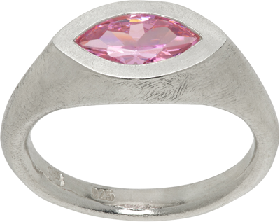 Shop Seb Brown Silver & Pink Ufo Ring In Marquise Pink