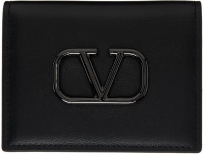 Shop Valentino Black Hardware Card Holder In Nero