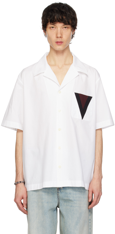 Shop Valentino White Patch Shirt In Bianco/nero/bordeaux