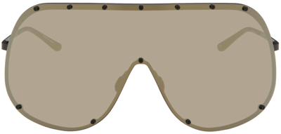 Shop Rick Owens Black & Gold Shield Sunglasses In 0902 Black/flash Gol