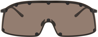 Shop Rick Owens Black & Brown Shielding Sunglasses In 0904 Black/brown