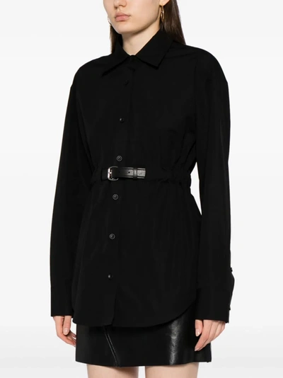 Shop Alexander Wang Women Integrated Leather Belt Button Down Tunic In 001 Black