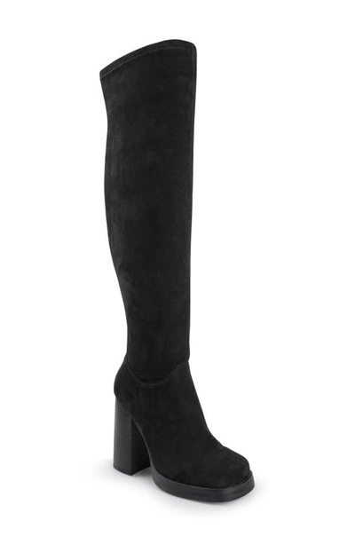 Shop Candies Gild Over The Knee Boot In Black Micro