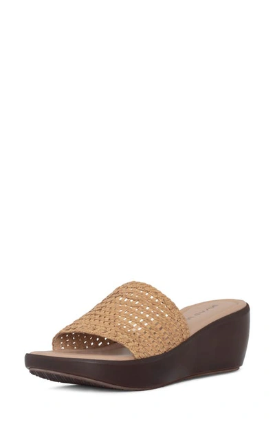 Shop Donald Pliner Basketweave Wedge Sandal In Camel