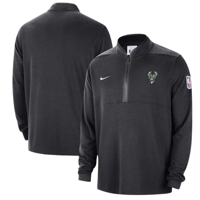 Shop Nike Black Milwaukee Bucks Authentic Performance Half-zip Jacket