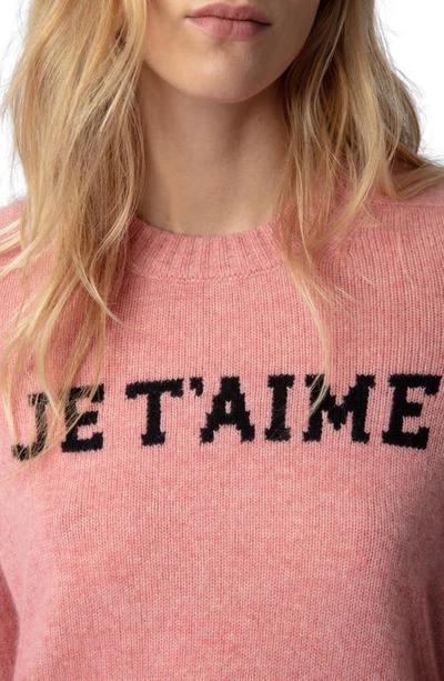 Shop Zadig & Voltaire Lili Je T'aime Cashmere Sweater In Litchi