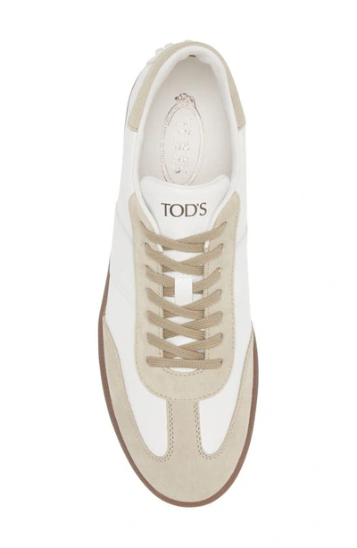 Shop Tod's Allacciata Cassetta Low Top Sneaker In Mastice/ Bianco