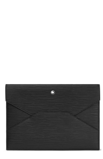 Shop Montblanc Meisterstück Leather Envelope Pouch In Black