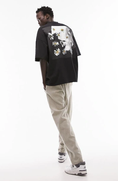 Shop Topman Extreme Oversize Daisy Graphic T-shirt In Black