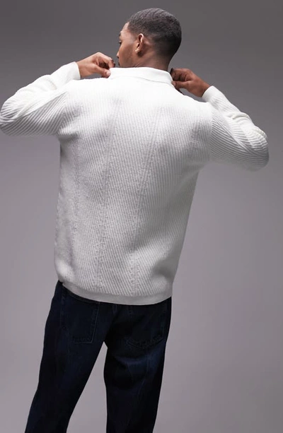 Shop Topman Chevron Rib Quarter Zip Sweater In White