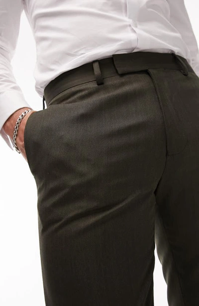 Shop Topman Skinny Suit Trousers In Dark Khaki Green
