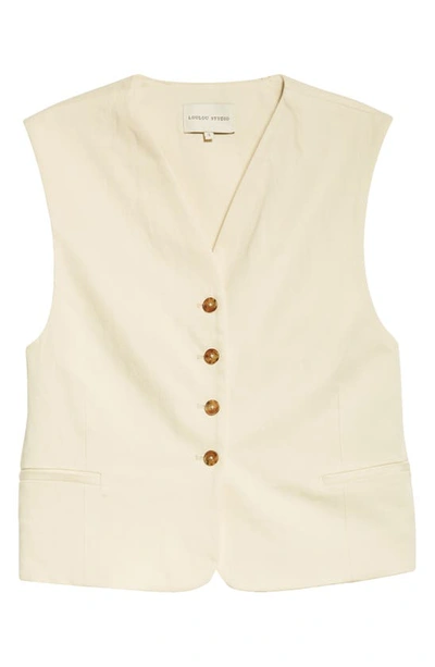 Shop Loulou Studio Iba Cotton & Linen Vest In Frost Ivory