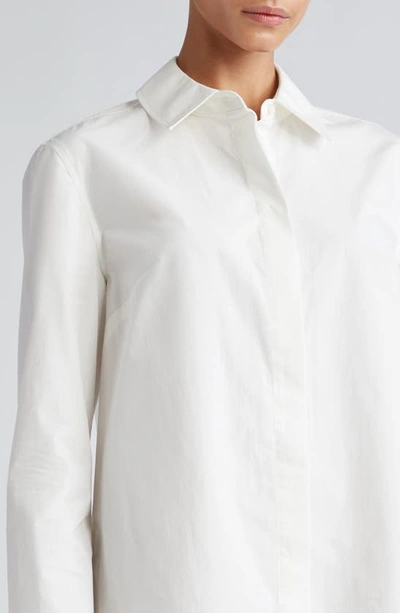 Shop Loulou Studio Eknath Long Sleeve Cotton Poplin Shirtdress In White