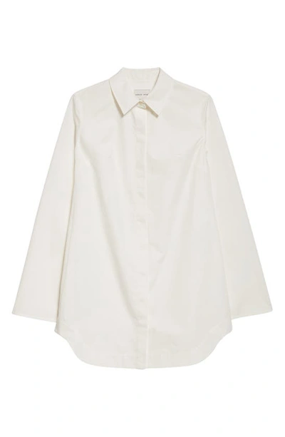 Shop Loulou Studio Eknath Long Sleeve Cotton Poplin Shirtdress In White