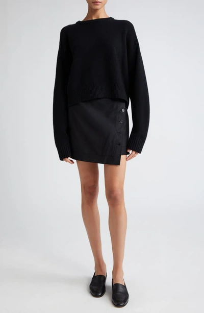 Shop Loulou Studio Mahaz Asymmetric Wool Twill Miniskirt In Black