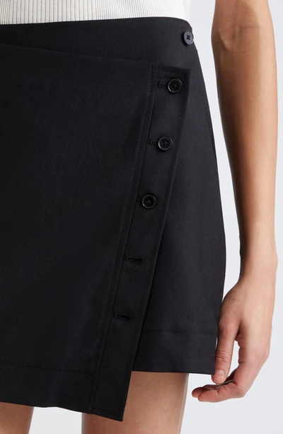 Shop Loulou Studio Mahaz Asymmetric Wool Twill Miniskirt In Black
