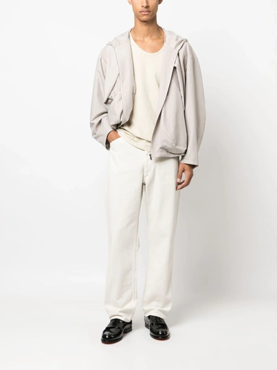 Shop Lemaire Men Curved 5 Pocket Pants In Wh038 Clay White