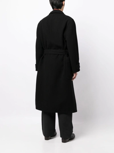 Shop Lemaire Unisex Wrap Coat In Bk999 Black
