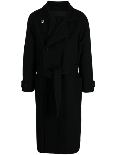 Shop Lemaire Unisex Wrap Coat In Bk999 Black