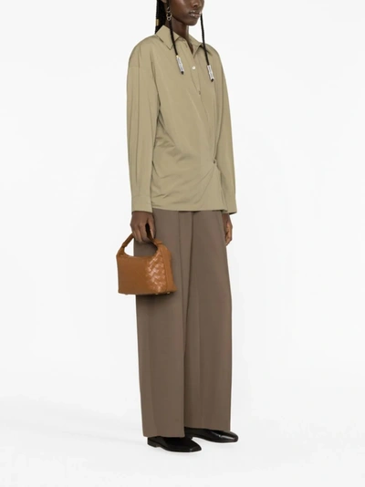 Shop Lemaire Women Straight Collar Twisted Shirt In Gr641 Dusty Khaki